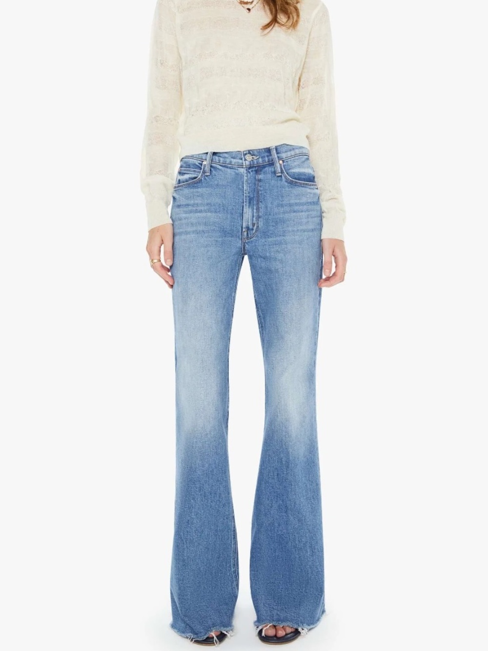 Mother The Doozy Fray High Rise Flare Jeans Women's Plus Size 32 Superior
